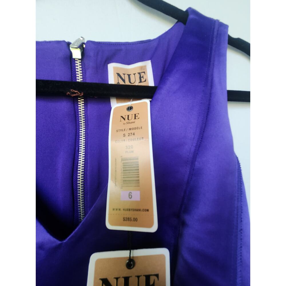 NUE by Shani NWT Plum Satin Sheath Dress Bow Waist Sleeveless Size 6